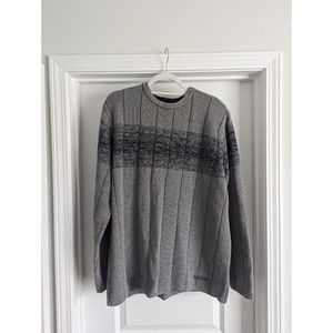 Nautica Jeans Company Men’s Gray Print Heavyweight 100% Cotton Sweater Size XXL